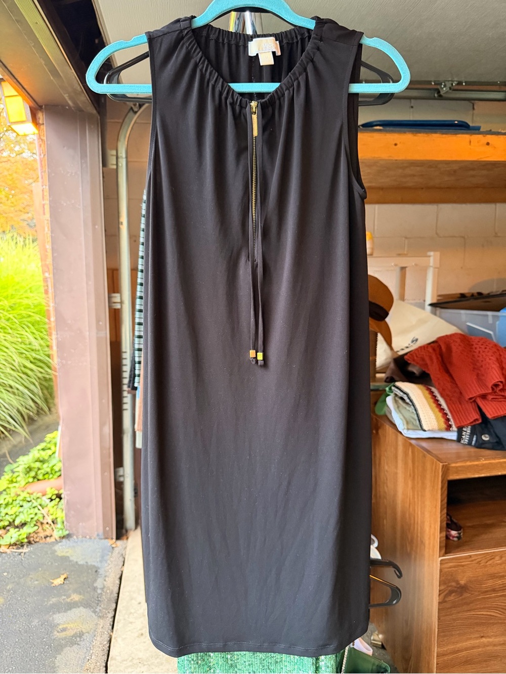 MICHAEL Michael Kors Black Dress with Gold Zip Accent
